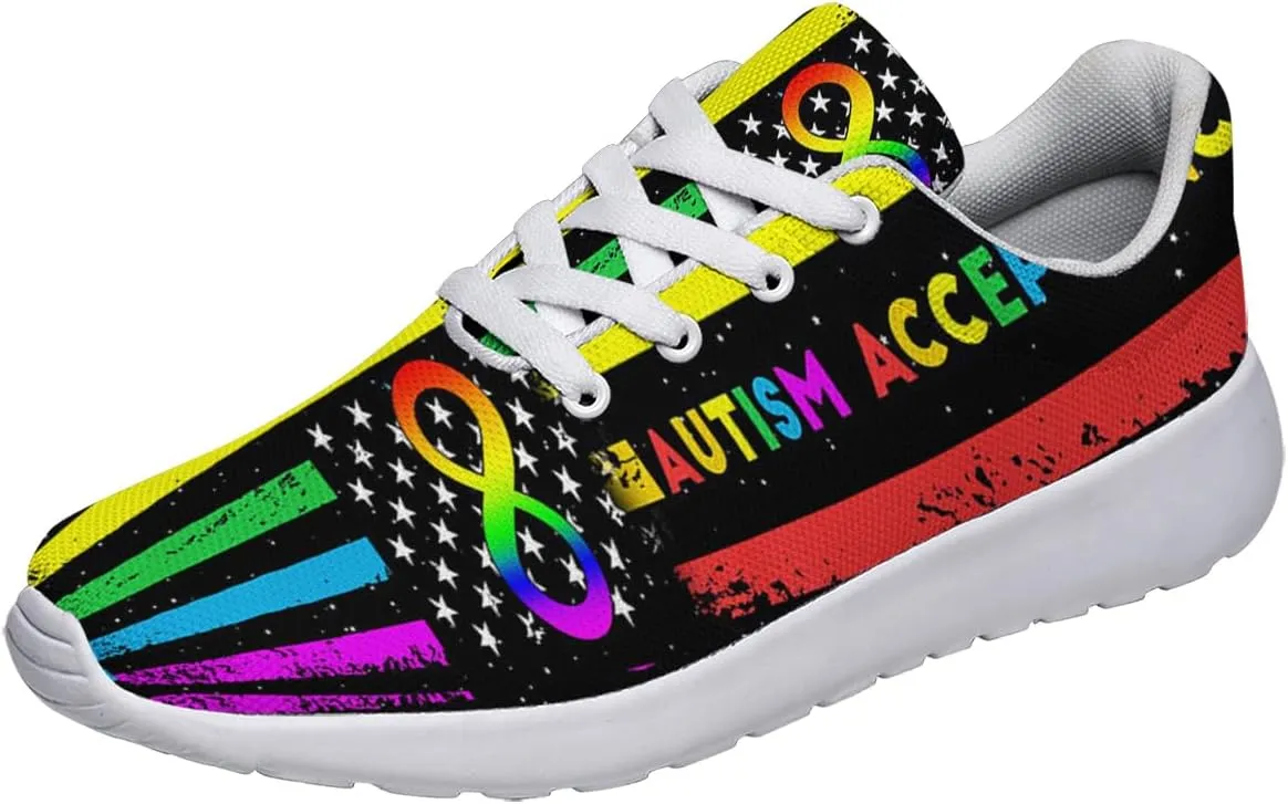 Sonzj-II Autism Shoes for Men Women Running Sneakers Breathable Casual Sport Tennis Shoes Gift for Him Her