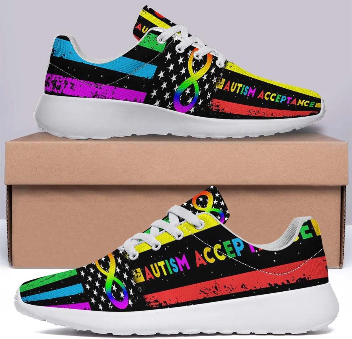 Sonzj-II Autism Shoes for Men Women Running Sneakers Breathable Casual Sport Tennis Shoes Gift for Him Her