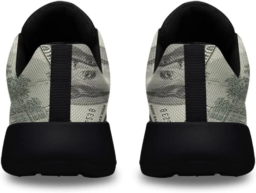 Sonzj-II Money Pattern Fashion Ultra Lightweight Running Sneakers Men Women 100 Dollar Bill Print Walking Tennis Shoes