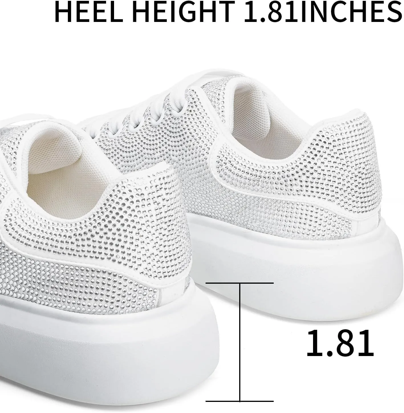 Sparkle Rhinestone Sneakers for Women Platform Rhinestone Fashion Glitter Sneakers Bling Fashion Tennis Shoes Wedding Party Bride Dress