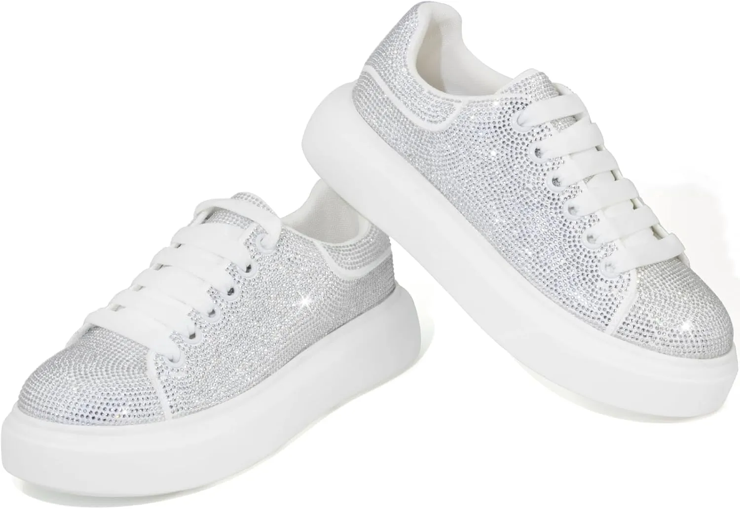 Sparkle Rhinestone Sneakers for Women Platform Rhinestone Fashion Glitter Sneakers Bling Fashion Tennis Shoes Wedding Party Bride Dress
