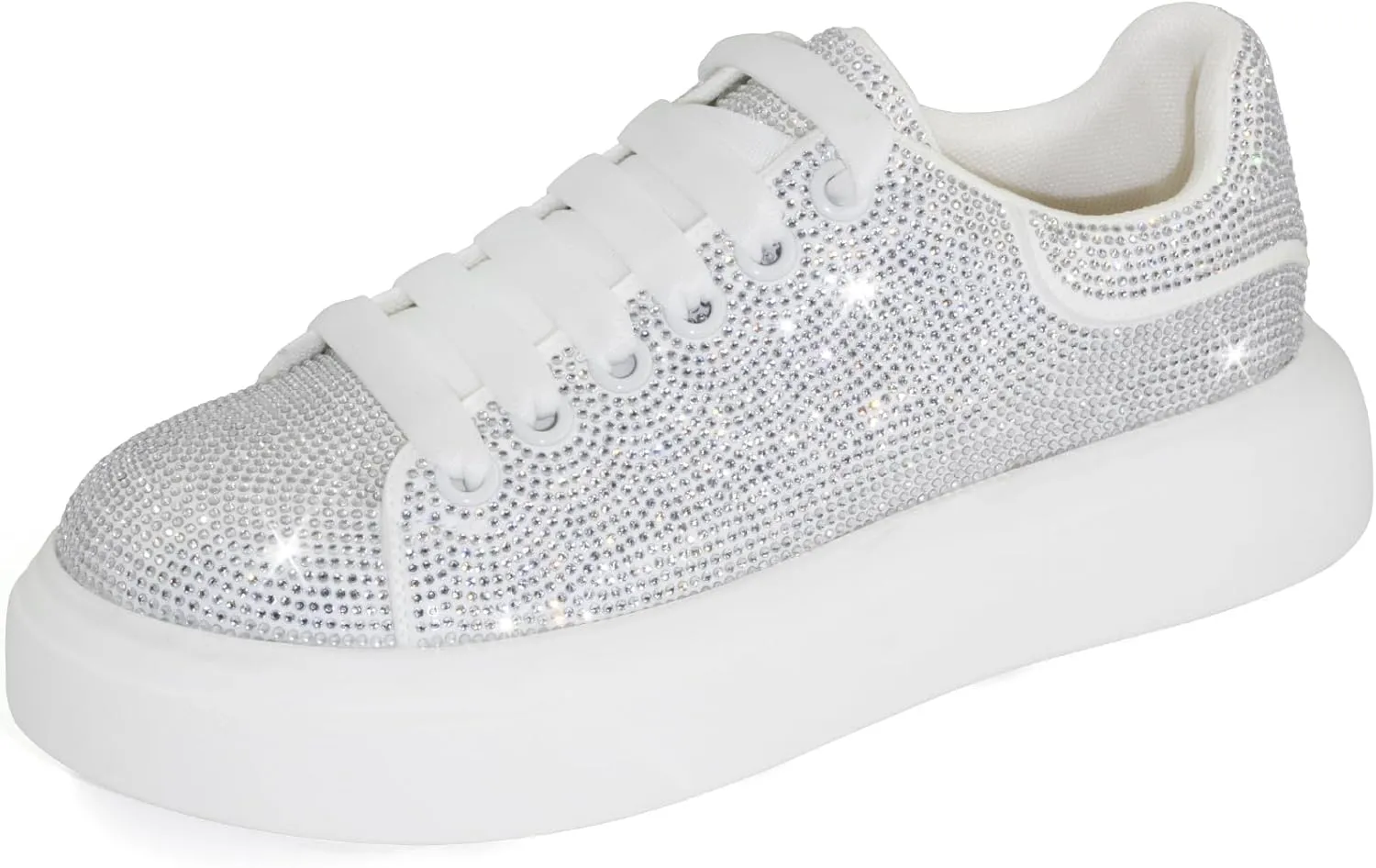 Sparkle Rhinestone Sneakers for Women Platform Rhinestone Fashion Glitter Sneakers Bling Fashion Tennis Shoes Wedding Party Bride Dress