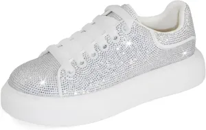 Sparkle Rhinestone Sneakers for Women Platform Rhinestone Fashion Glitter Sneakers Bling Fashion Tennis Shoes Wedding Party Bride Dress