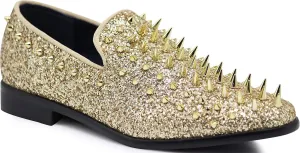 SPK09 Men's Vintage Spike Dress Loafers Slip On Fashion Shoes Classic Tuxedo Dress Shoes
