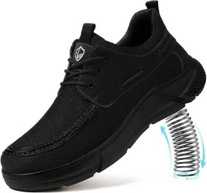 Steel Toe Shoes for Men Lightweight Work Shoes Safety Shoes Air Cushioned Steel Toe Sneakers Indestructible Steel Tennis Toe Shoes Construction Industrial Work Safety Sneakers