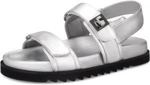 STUNAHOME Women's Flat Platform Sandals Adjustable Double Strap Slip on Leather Open Toe Footbed Sandals