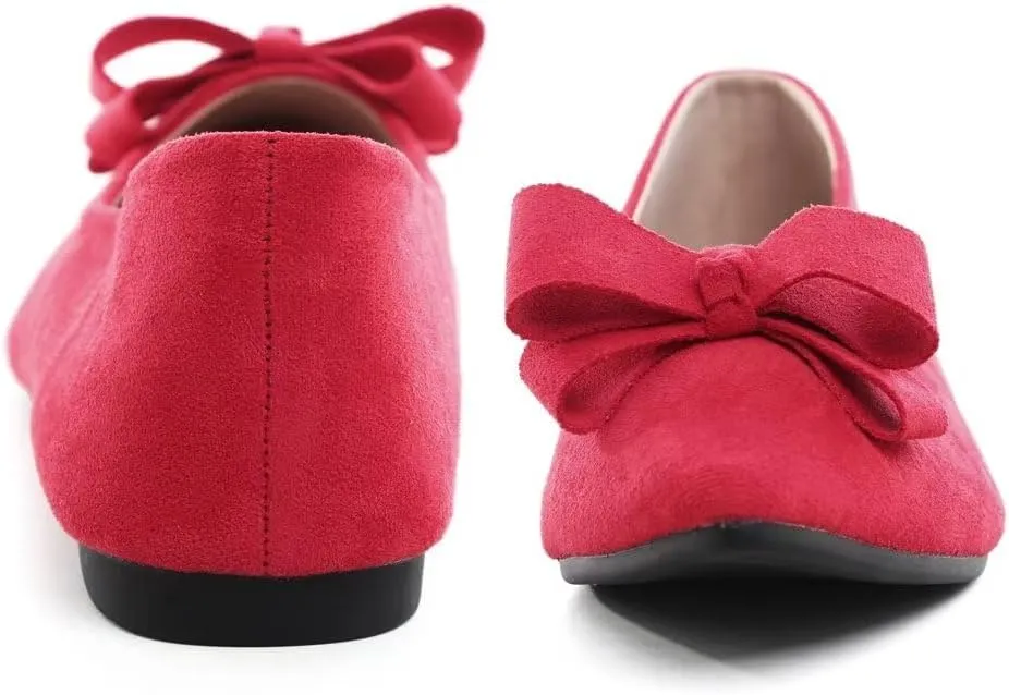 Stunner Womens Bowknot Flower Ballet Flats Pointed Toe Soft Dress Shoes