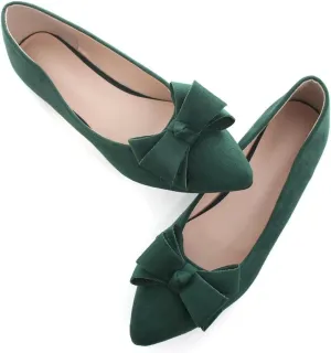 Stunner Womens Bowknot Flower Ballet Flats Pointed Toe Soft Dress Shoes