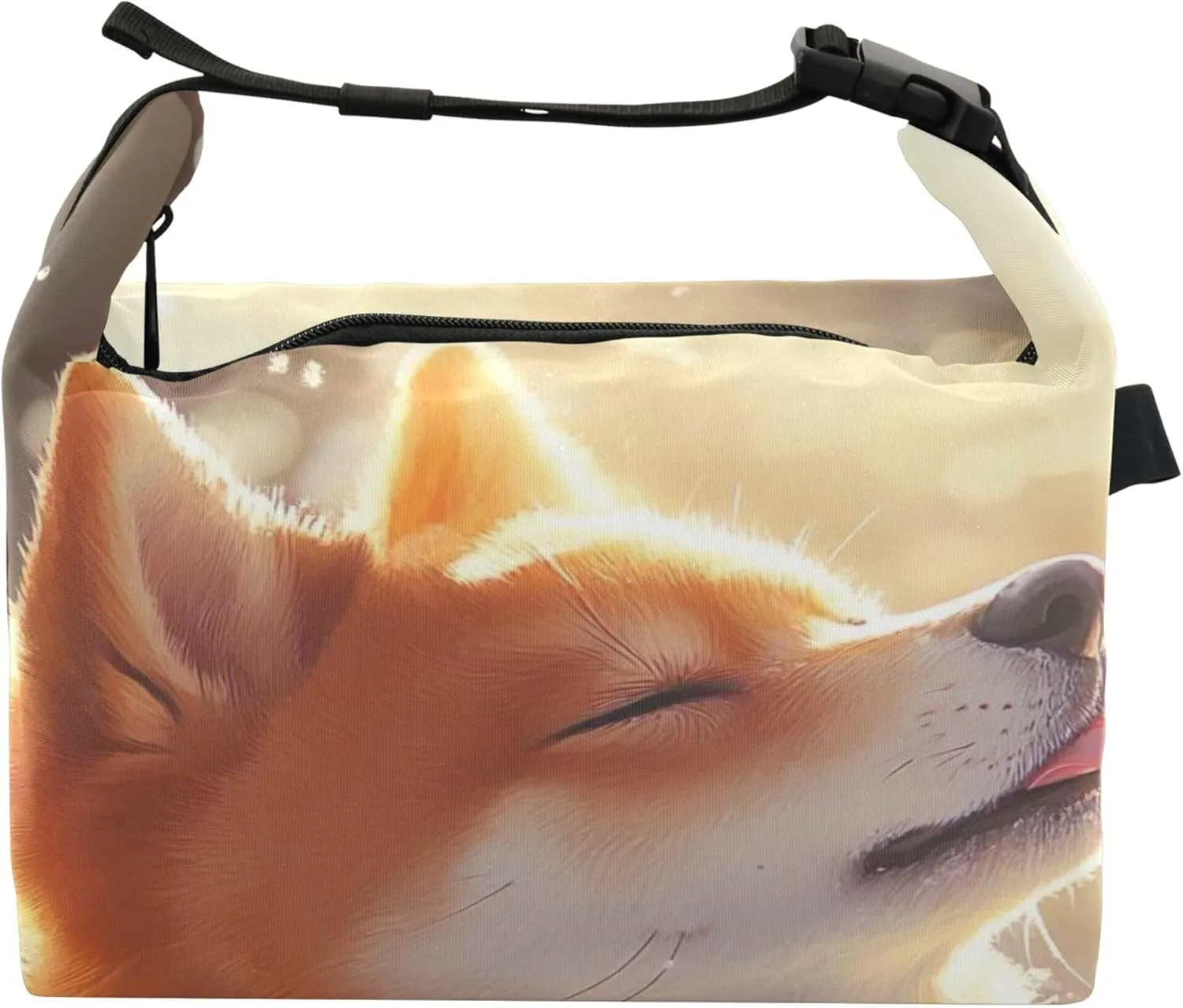 Sunlit Shiba Inu Winter Glow Lunch Bags Women Insulated for Work Soft Adult Lunch Bag with Adjustable Shoulder Strap