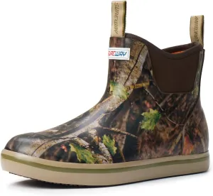 SUREWAY Men's Deck Boots Professional Non-Slip Fishing & Ankle Boating Boot Waterproof Rain Boots, Lightweight Neoprene Rubber Deck Boots