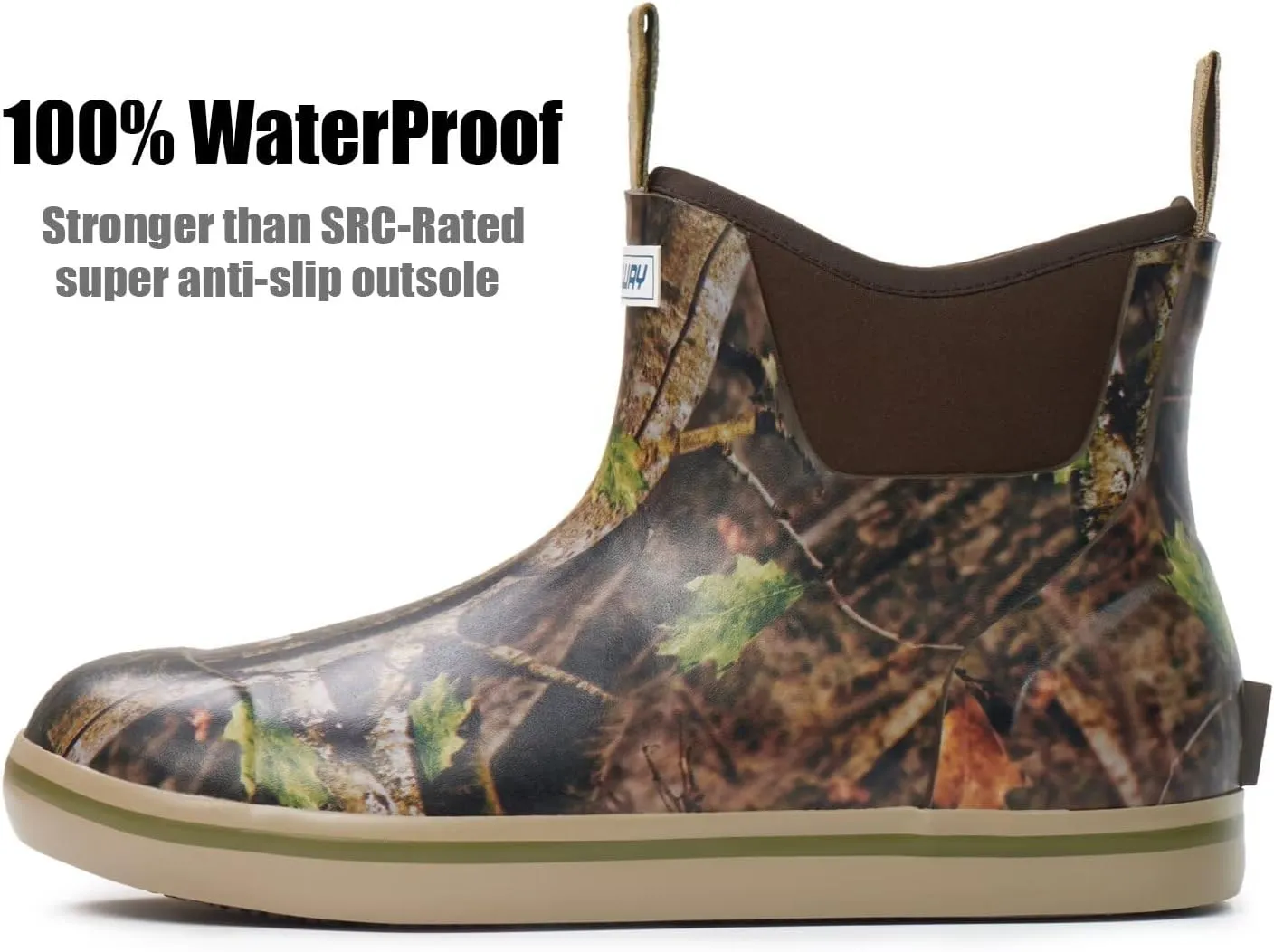 SUREWAY Men's Deck Boots Professional Non-Slip Fishing & Ankle Boating Boot Waterproof Rain Boots, Lightweight Neoprene Rubber Deck Boots