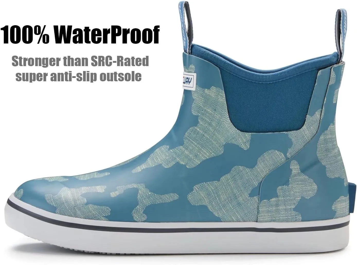 SUREWAY Men's Deck Boots Professional Non-Slip Fishing & Ankle Boating Boot Waterproof Rain Boots, Lightweight Neoprene Rubber Deck Boots