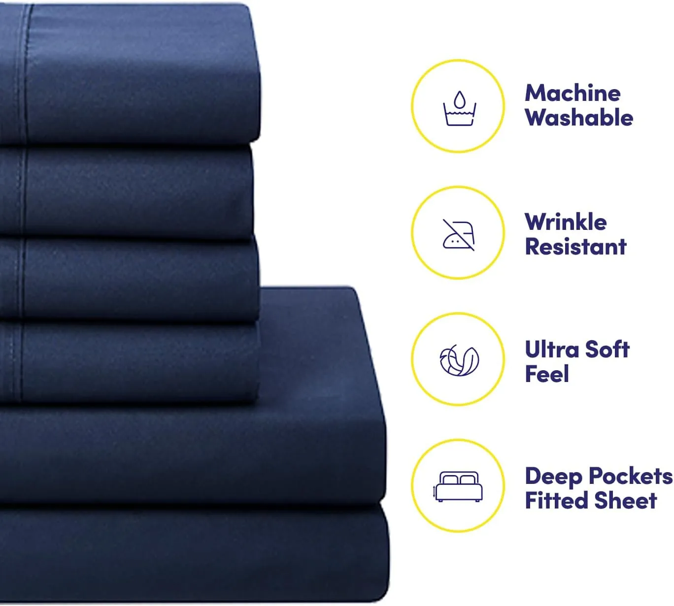 Sweet Home Collection 5 Piece Comforter Set Bag Solid Color All Season Soft Down Alternative Blanket & Luxurious Microfiber Bed Sheets, Navy, Twin
