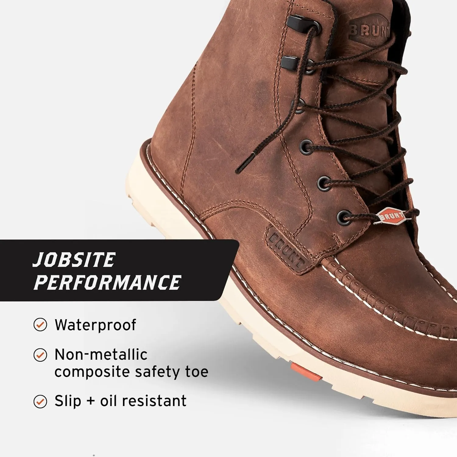 The BRUNT Marin (Comp Toe) - 6" Waterproof Safety Toe Work Boot - Electrical Hazard Rated - Slip   Oil Resistant - Adjustable Width System