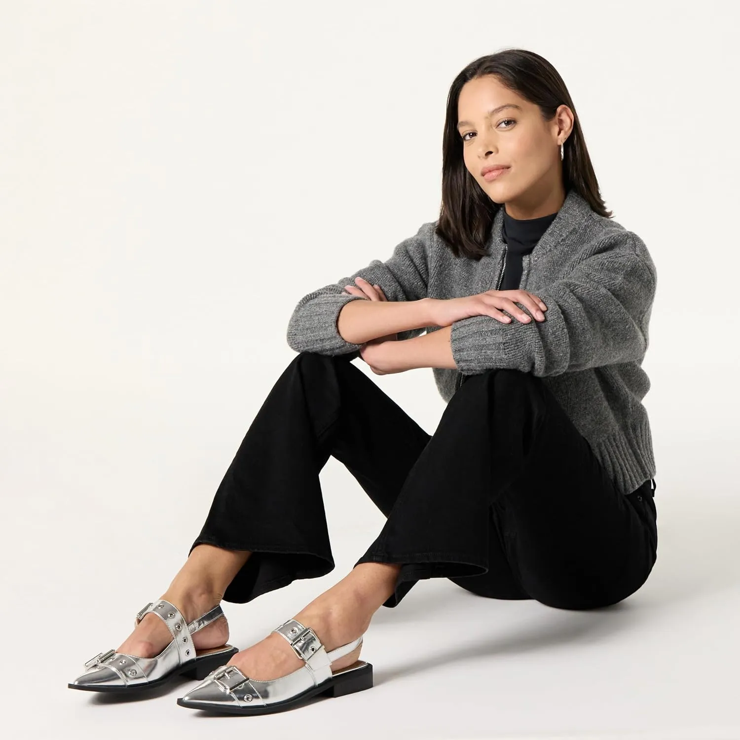 The Drop Women's Evie Moto Pointed Toe Flat