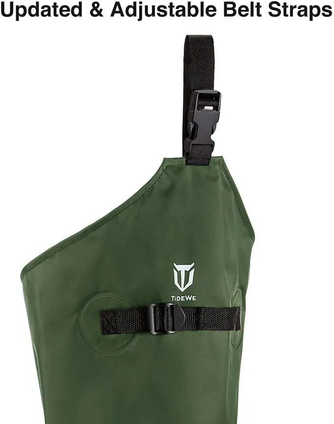 TIDEWE Hip Wader, Lightweight Hip Boot For Men and Women, 2-Ply PVC/Nylon Fishing Hip Wader (Green and Brown)
