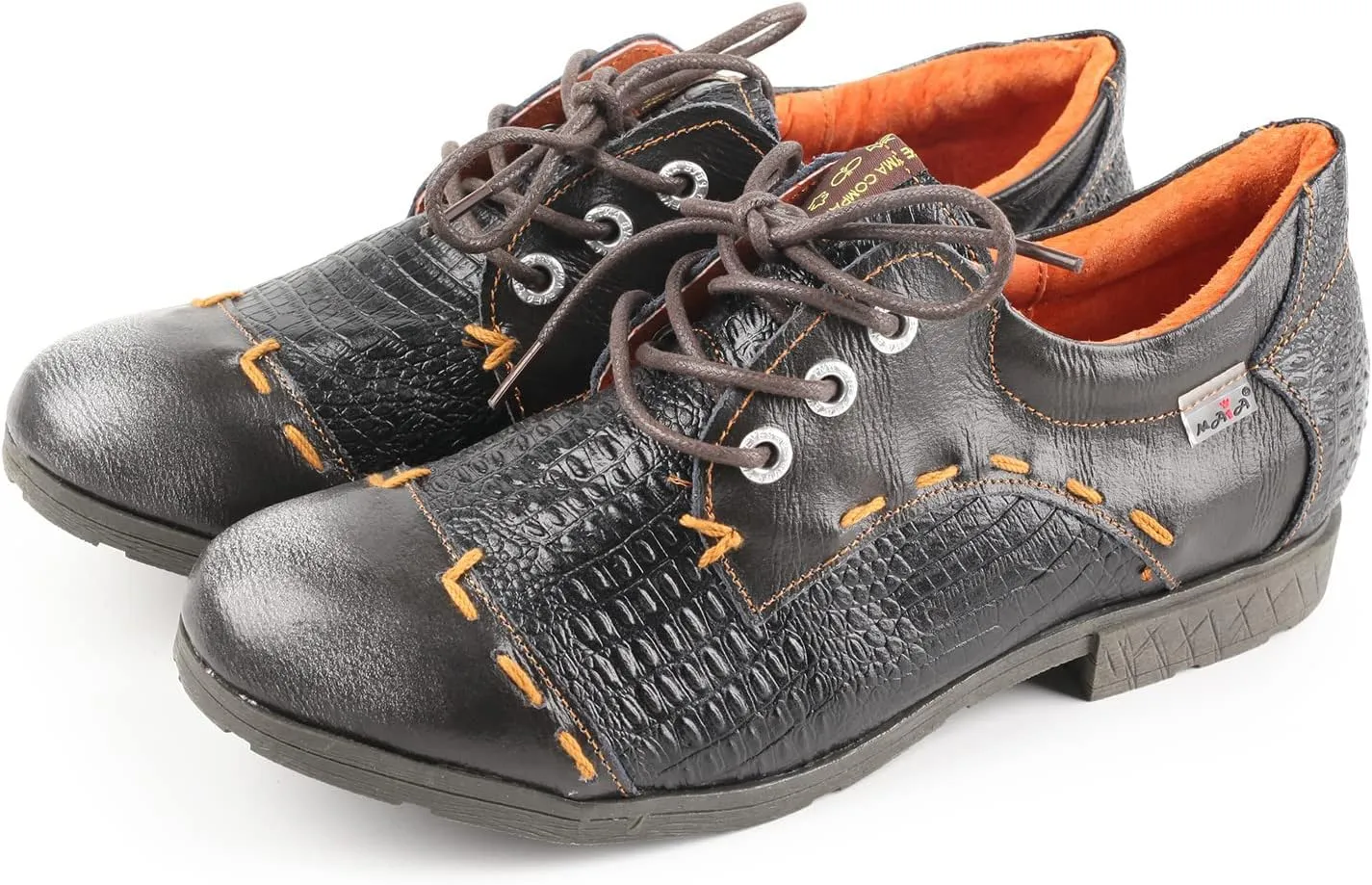 TMA EYES & MAiA Womens Handmade Stitching Shoes Leather Lace-up Low Heel Casual Shoes for Outdoor