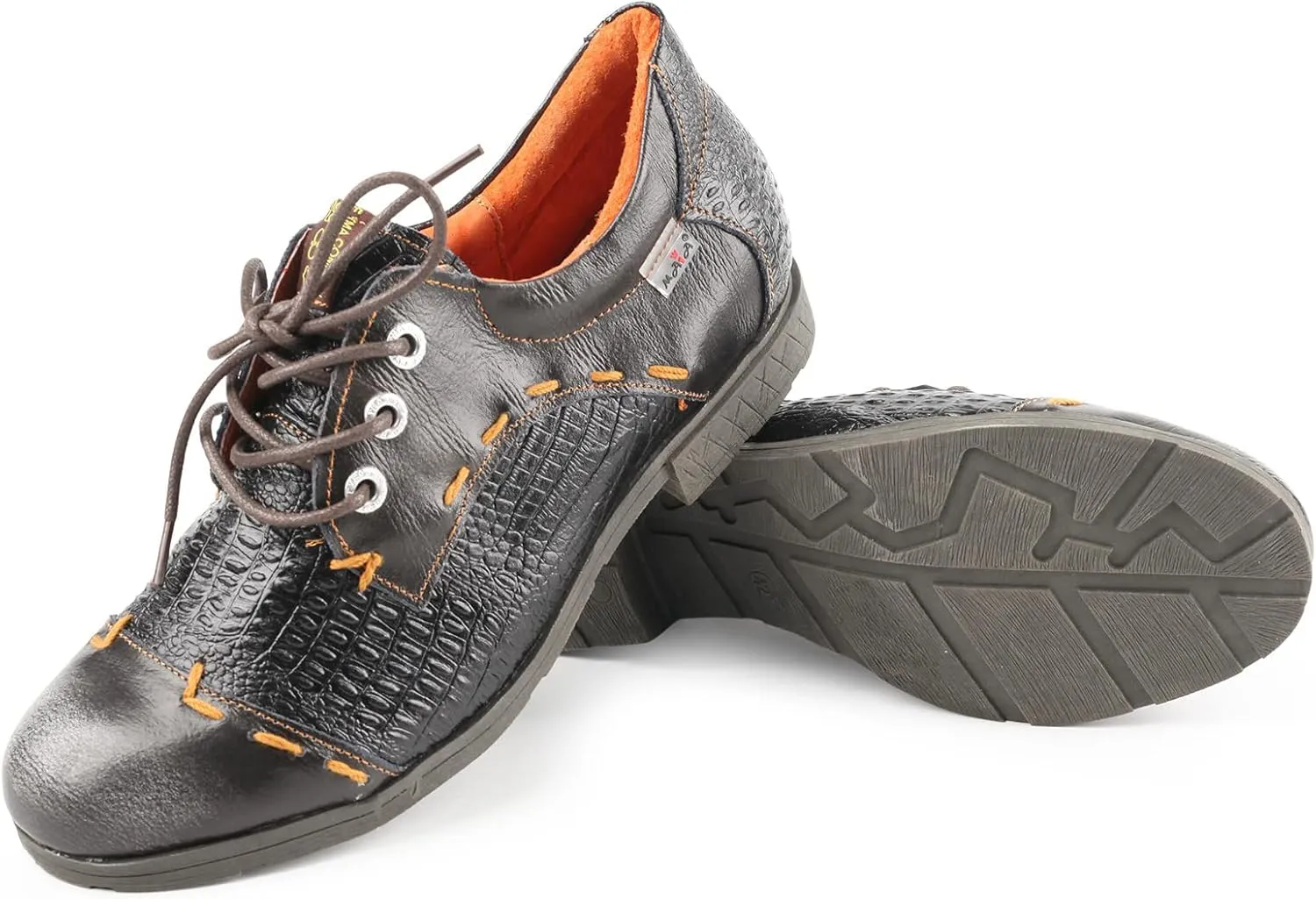 TMA EYES & MAiA Womens Handmade Stitching Shoes Leather Lace-up Low Heel Casual Shoes for Outdoor