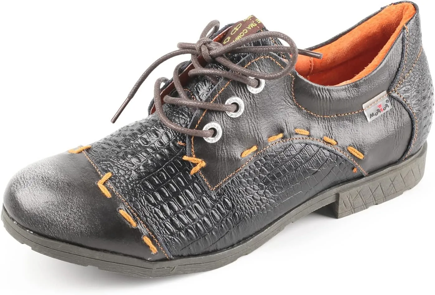 TMA EYES & MAiA Womens Handmade Stitching Shoes Leather Lace-up Low Heel Casual Shoes for Outdoor