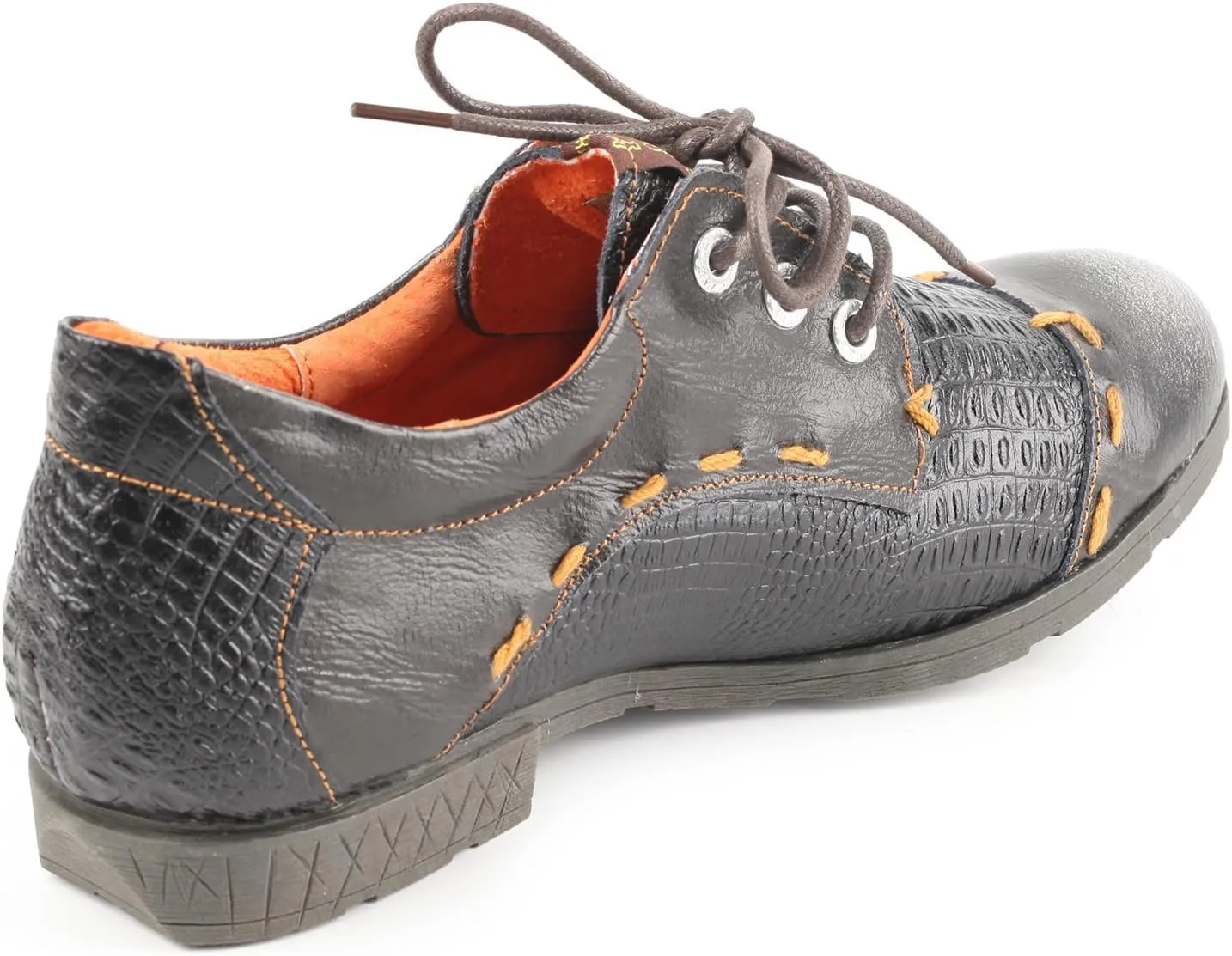 TMA EYES & MAiA Womens Handmade Stitching Shoes Leather Lace-up Low Heel Casual Shoes for Outdoor