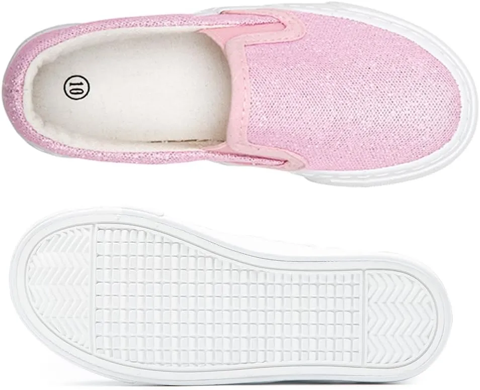 Toandon Toddler Girls Kids Sparkle Slip On Sneakers Loafers Age 2-10