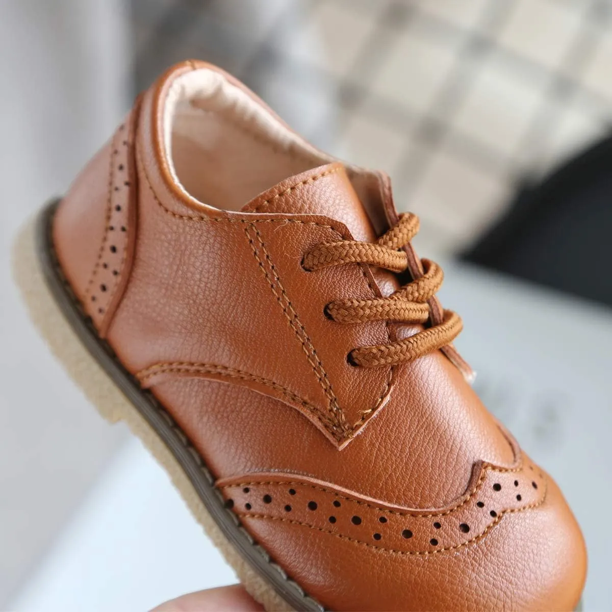 Toddler Boys Girls Dress Shoes Brown Black Leather Loafers Wedding Oxford Shoes Uniform School Flat Shoes