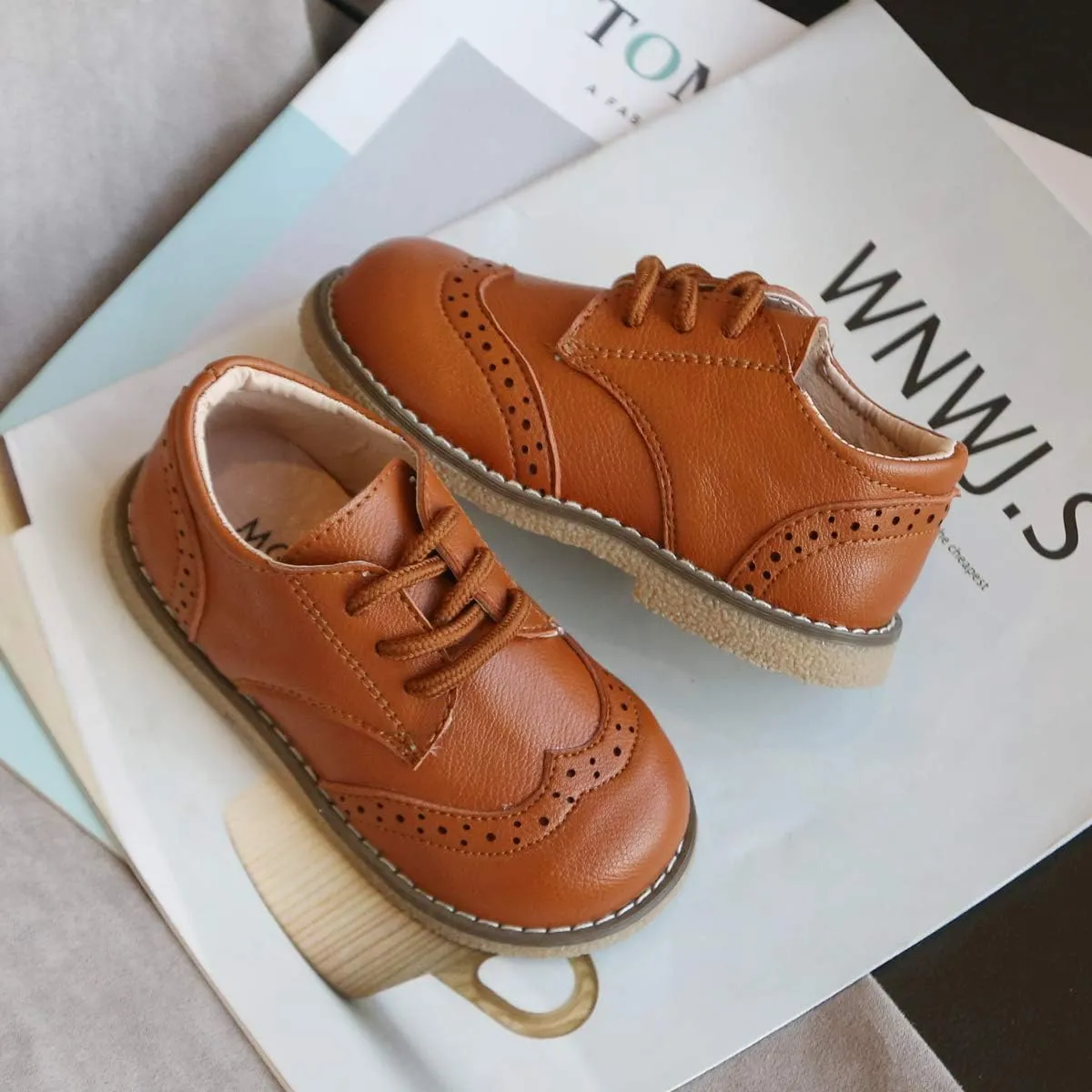 Toddler Boys Girls Dress Shoes Brown Black Leather Loafers Wedding Oxford Shoes Uniform School Flat Shoes