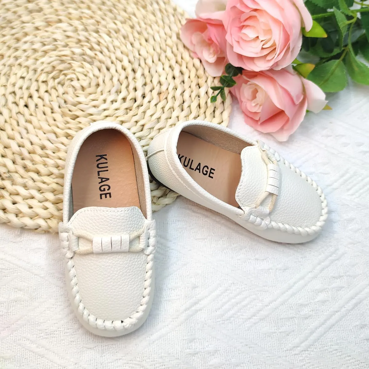 Toddler Boys Girls Leather Loafers Dress Shoes Little Kid Oxford Flats Casual Moccasins Slip-On School Uniform Walking Boat Shoes