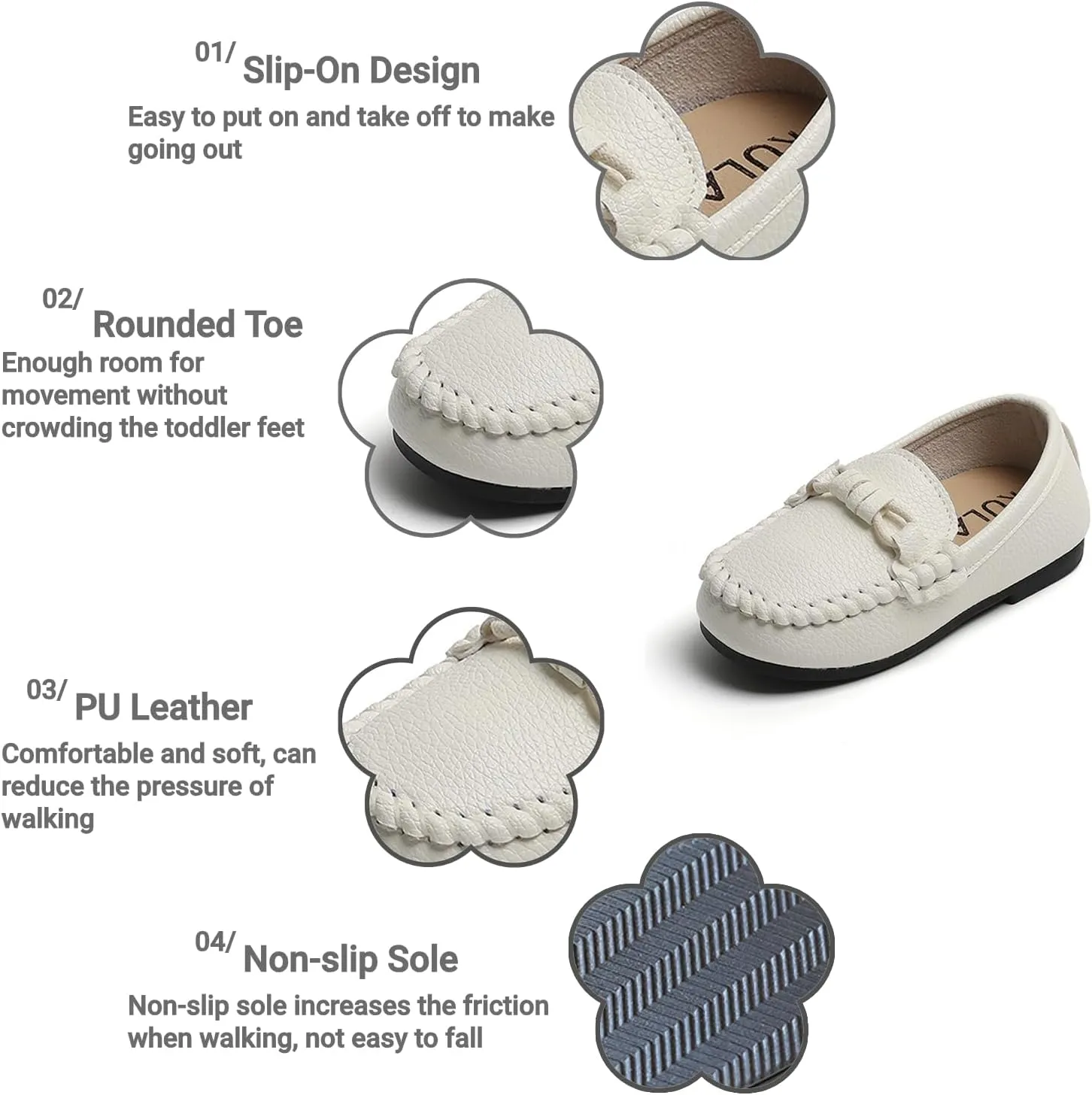Toddler Boys Girls Leather Loafers Dress Shoes Little Kid Oxford Flats Casual Moccasins Slip-On School Uniform Walking Boat Shoes