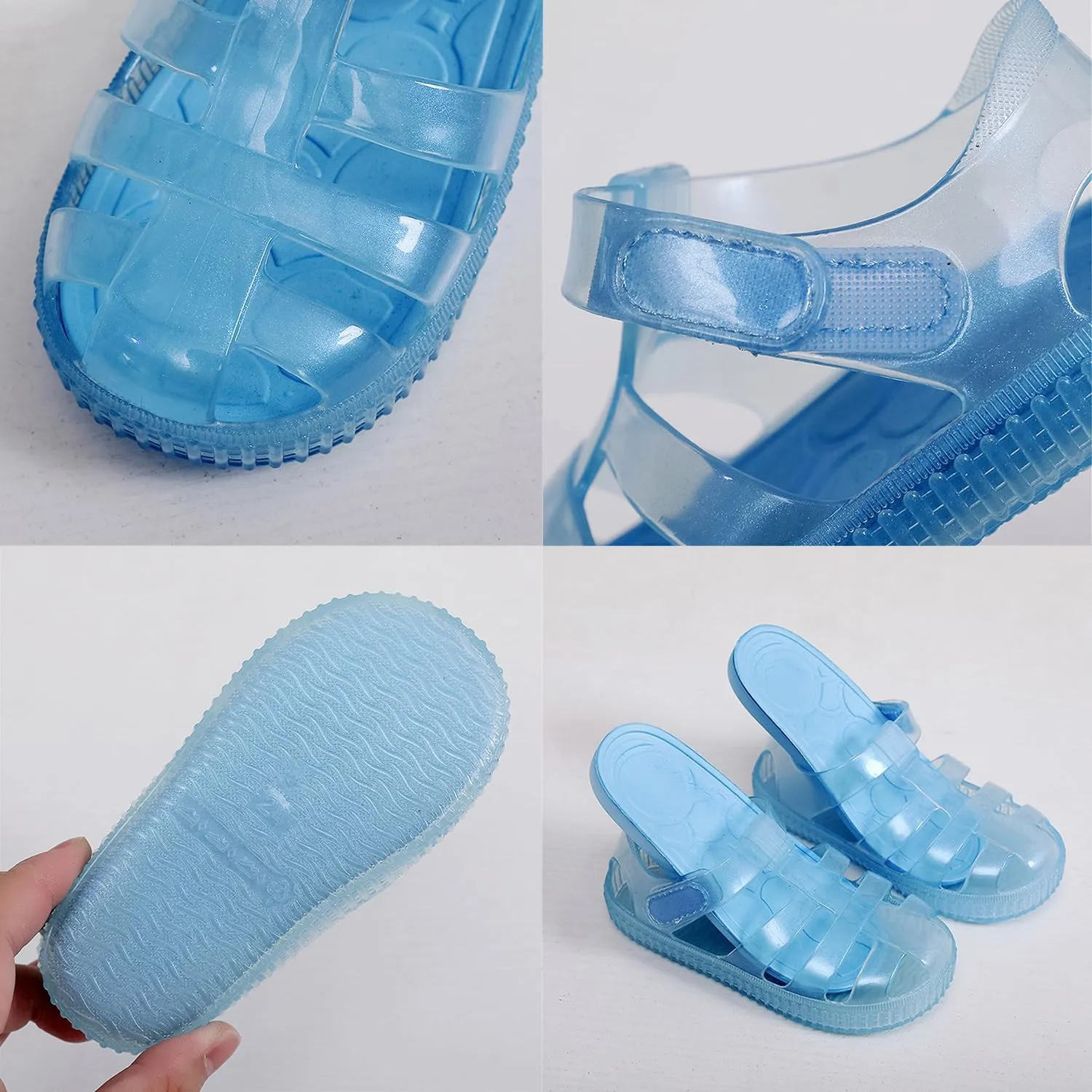 Toddler Girls Jelly Sandals Summer Outdoor Closed Toe Soft Rubber Sole Beach Water Shoes Mary Jane Dress Princess Flat