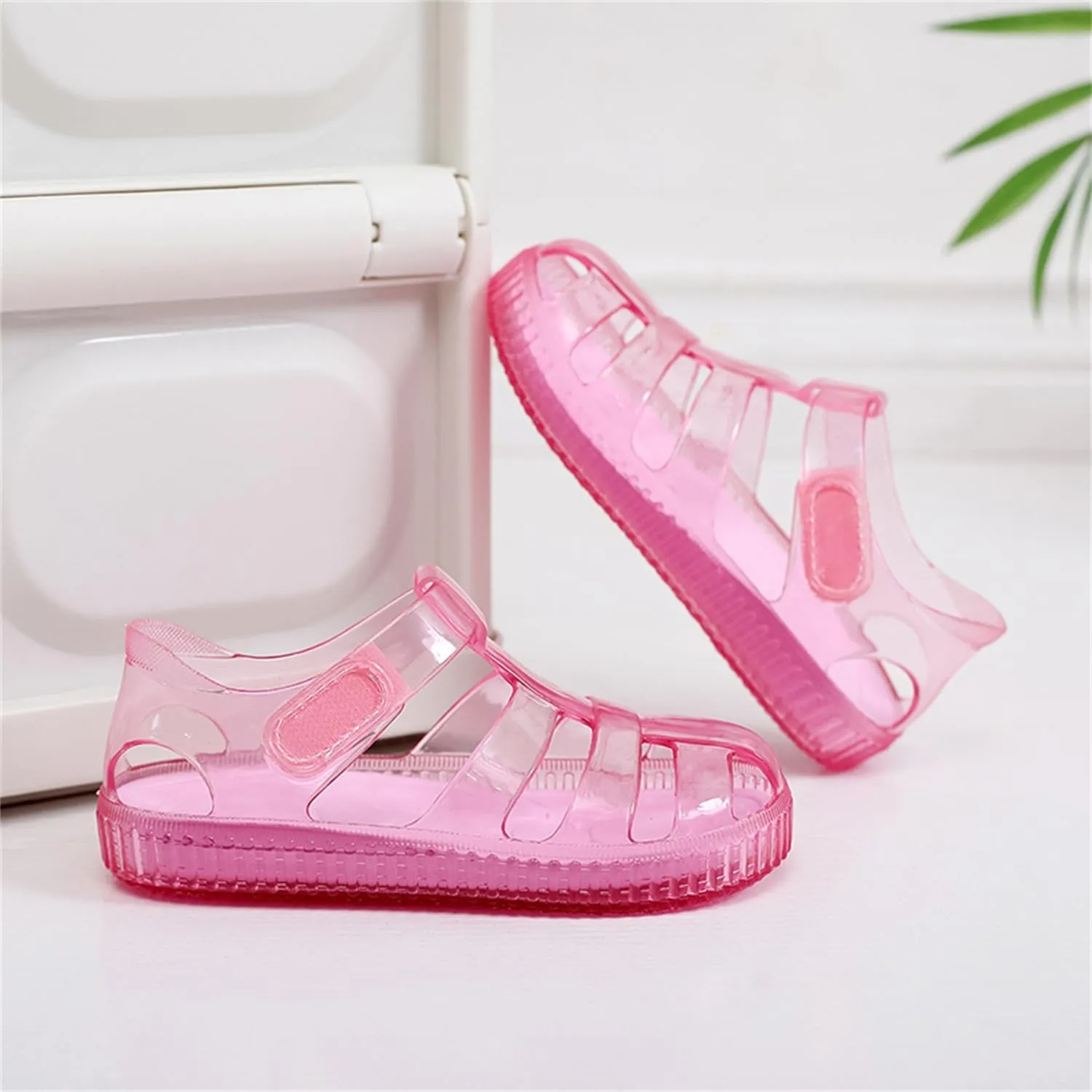 Toddler Girls Jelly Sandals Summer Outdoor Closed Toe Soft Rubber Sole Beach Water Shoes Mary Jane Dress Princess Flat