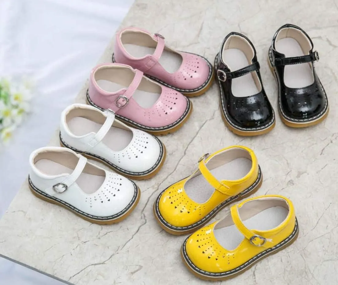 Toddler Kids' Patent Leather Mary Jane Flat Cutout Strap Dress Oxford Shoes Baby Moccasins