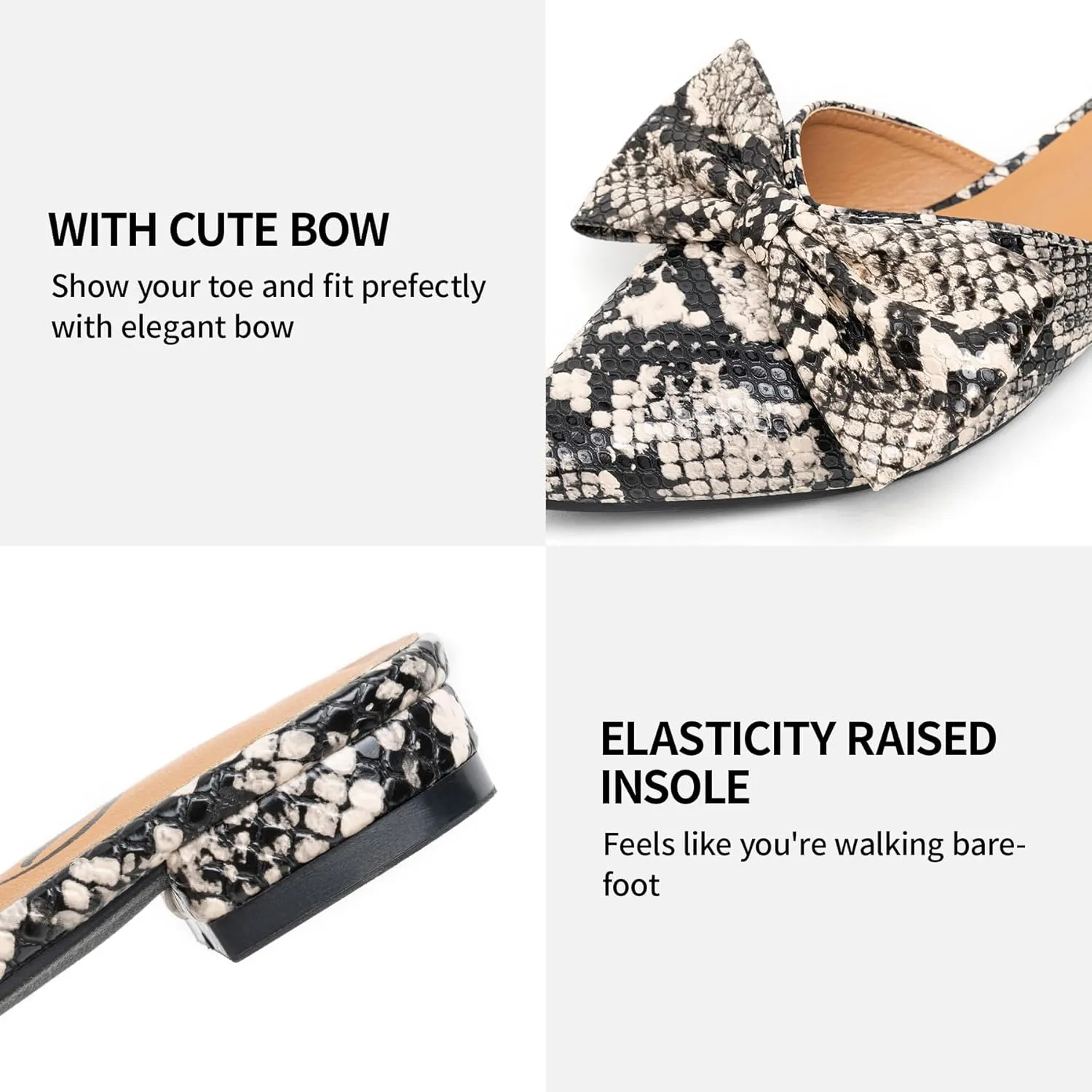 Trary Mules for Women Flats, Pointed Toe Womens Mules with Heels, Black Mules Shoes for Women, Bow Mules Women's Flats, Slip On Flats Flat Mules, Backless Loafers for Women, Women's Mules & Clogs