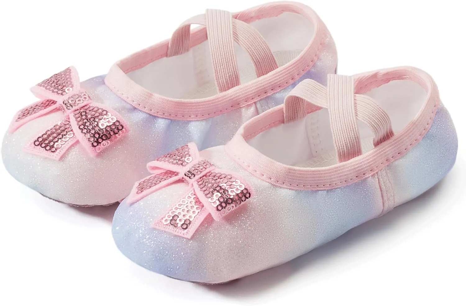 TRIPLE DEER Ballet Shoes for Girls, Satin Dance Practice Slippers Split Soft Leather Flat Sole Yoga Gymnastics Shoes (Toddler/Little/Big Kid)