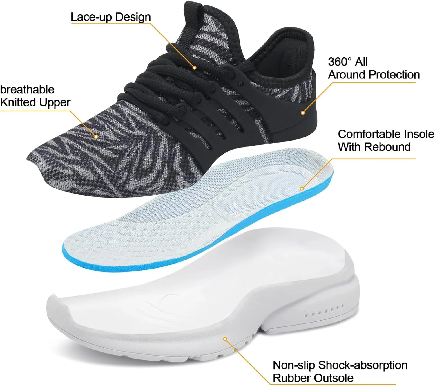 Troadlop Kids Sneaker Lightweight Breathable Running Tennis Boys Girls Shoes