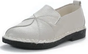 Trsorini Women Casual Loafers Shoes Comfortable Multi Color Stitching Leather Slip on Shoes for Lady Soft Sole Flat Driving Walking Dress