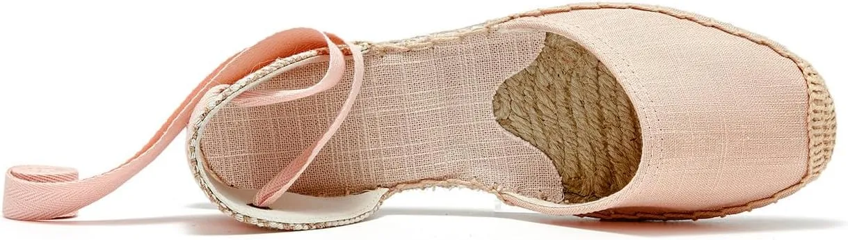 U-lite Women's Espadrille FLat Sandals Closed Toe Ankle Wrap,Classic Lace Up Summer Dressy Flat Shoes