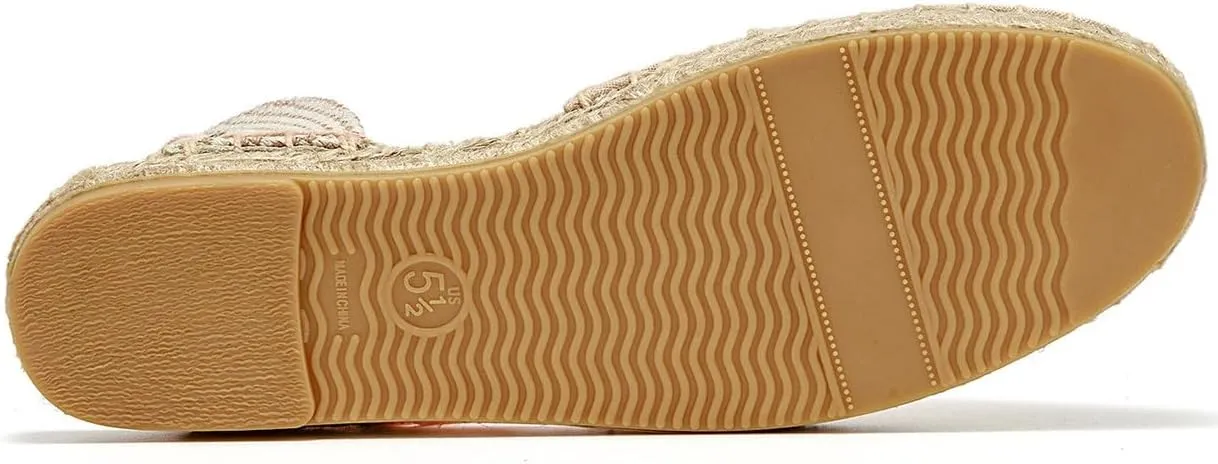 U-lite Women's Espadrille FLat Sandals Closed Toe Ankle Wrap,Classic Lace Up Summer Dressy Flat Shoes
