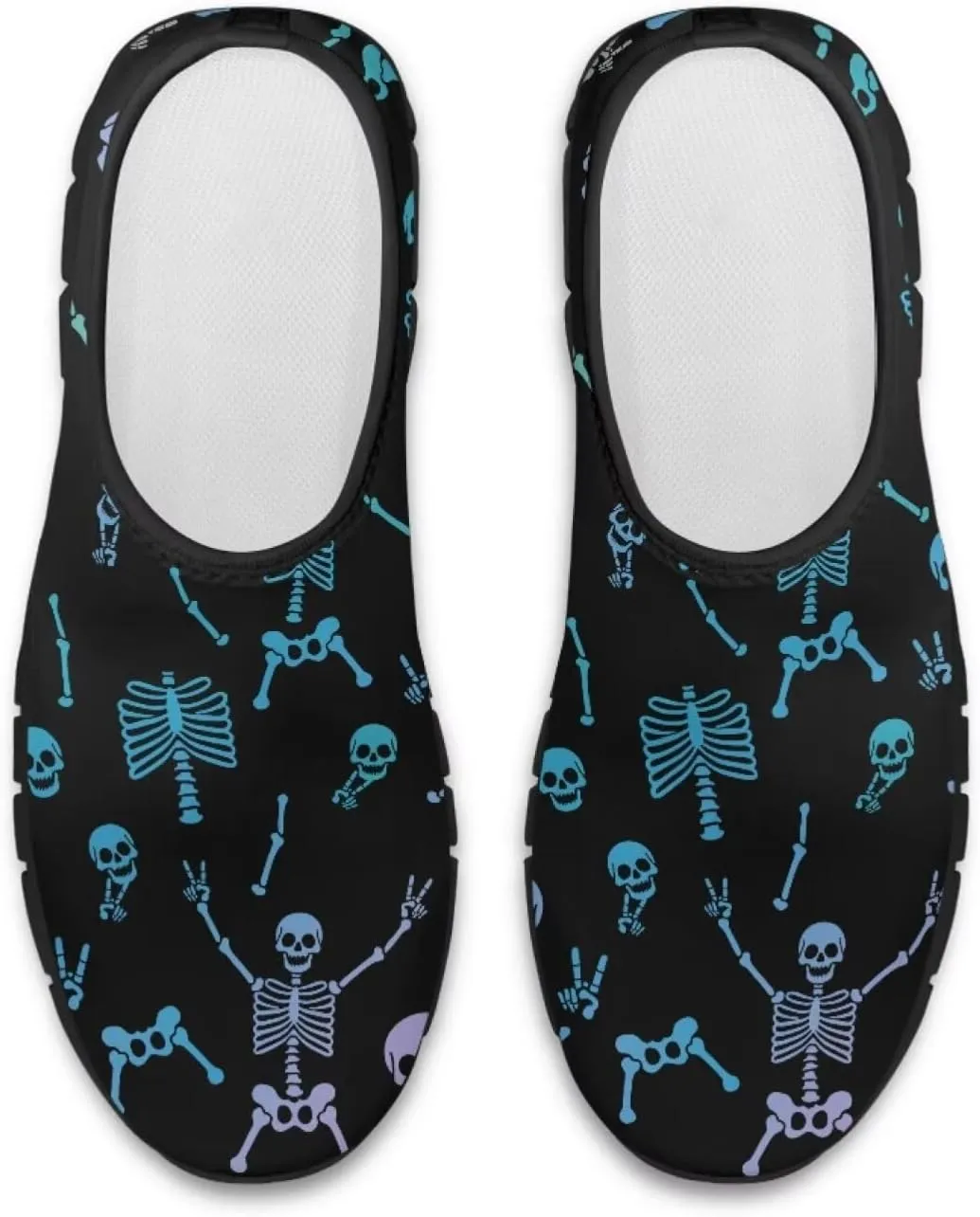 UNICEU Skull Print Slip On Shoes for Women Casual Breathable Low Top Sneakers Non-Slip Lightweight Walking Footwear