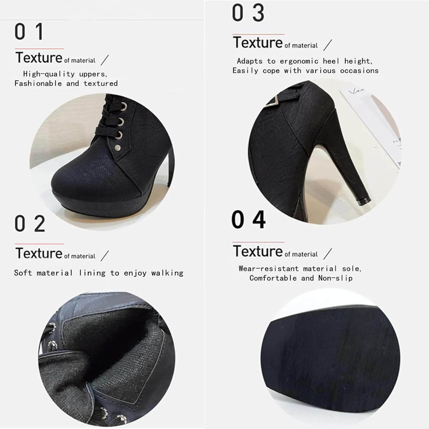 UOQAPRE Womens Ankle High Heel Boots Platform Wedges Chunky High Heels for Women Lace Up Ankle Booties Winter Shoes