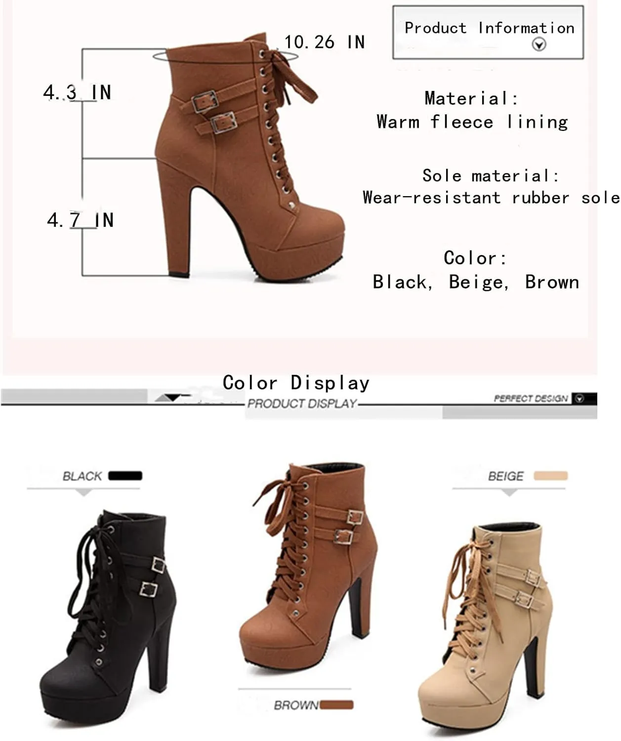 UOQAPRE Womens Ankle High Heel Boots Platform Wedges Chunky High Heels for Women Lace Up Ankle Booties Winter Shoes