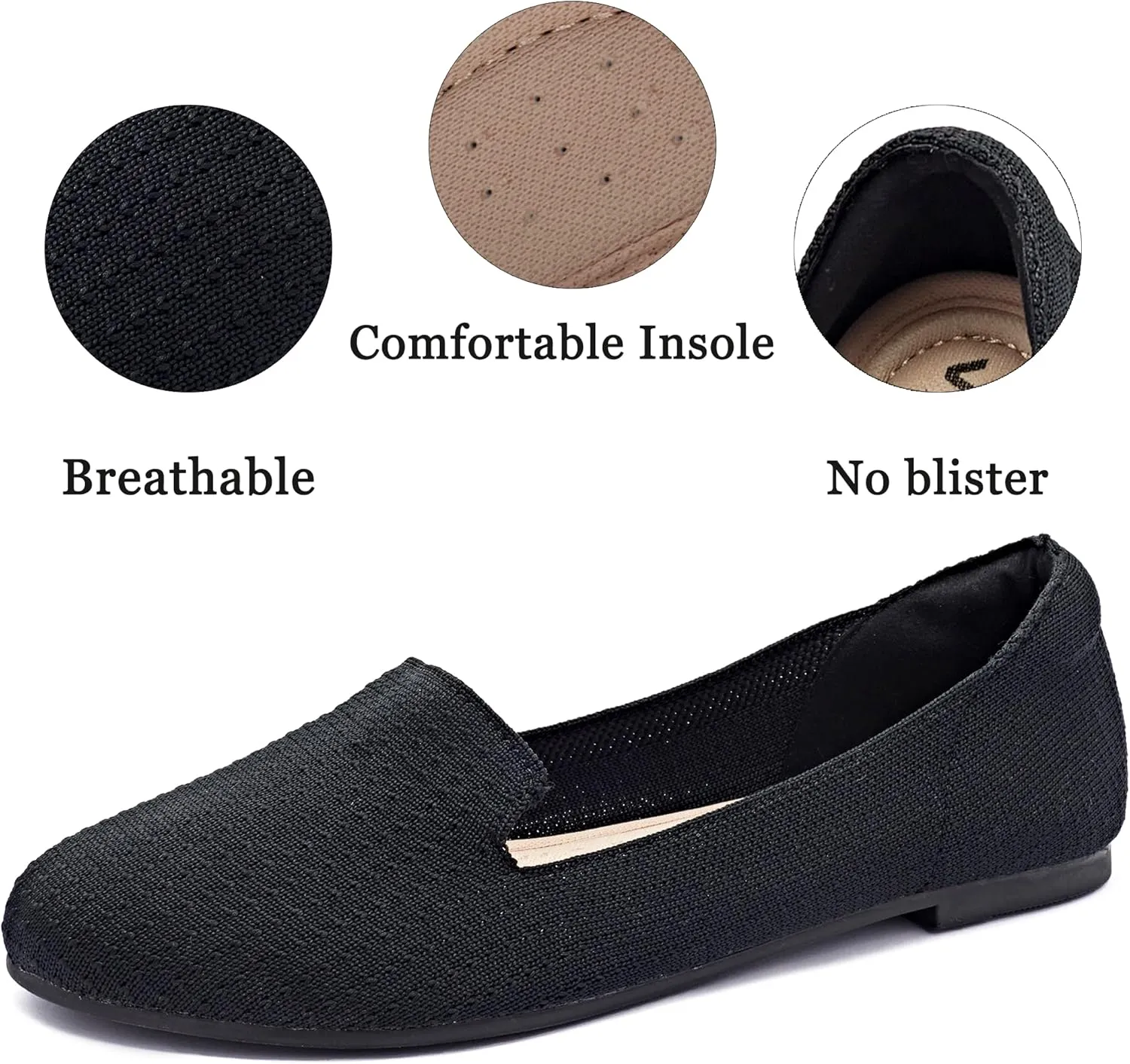 Veittes Women's Wide Width Flats Shoes,Dressy Comfortable Shoes,Soft Ladies Elegant Slip on Round Toe Knitted Ballet Shoes.