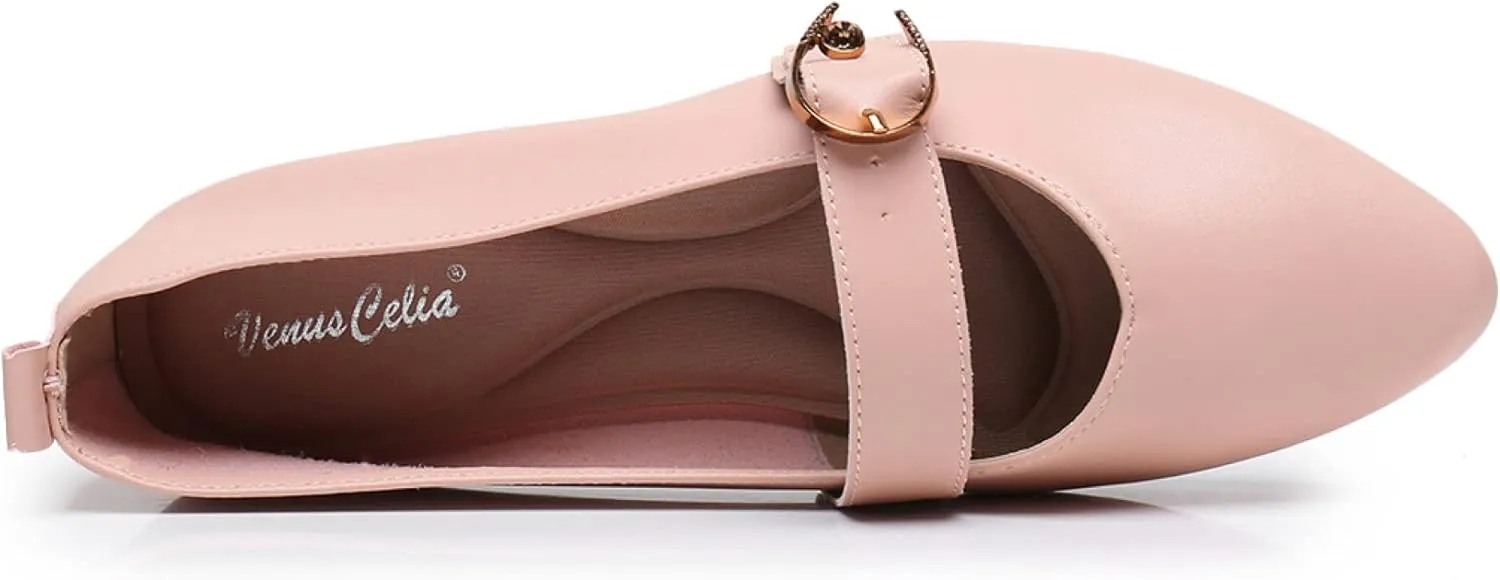 VenusCelia Women's Mary Jane Flat Shoe