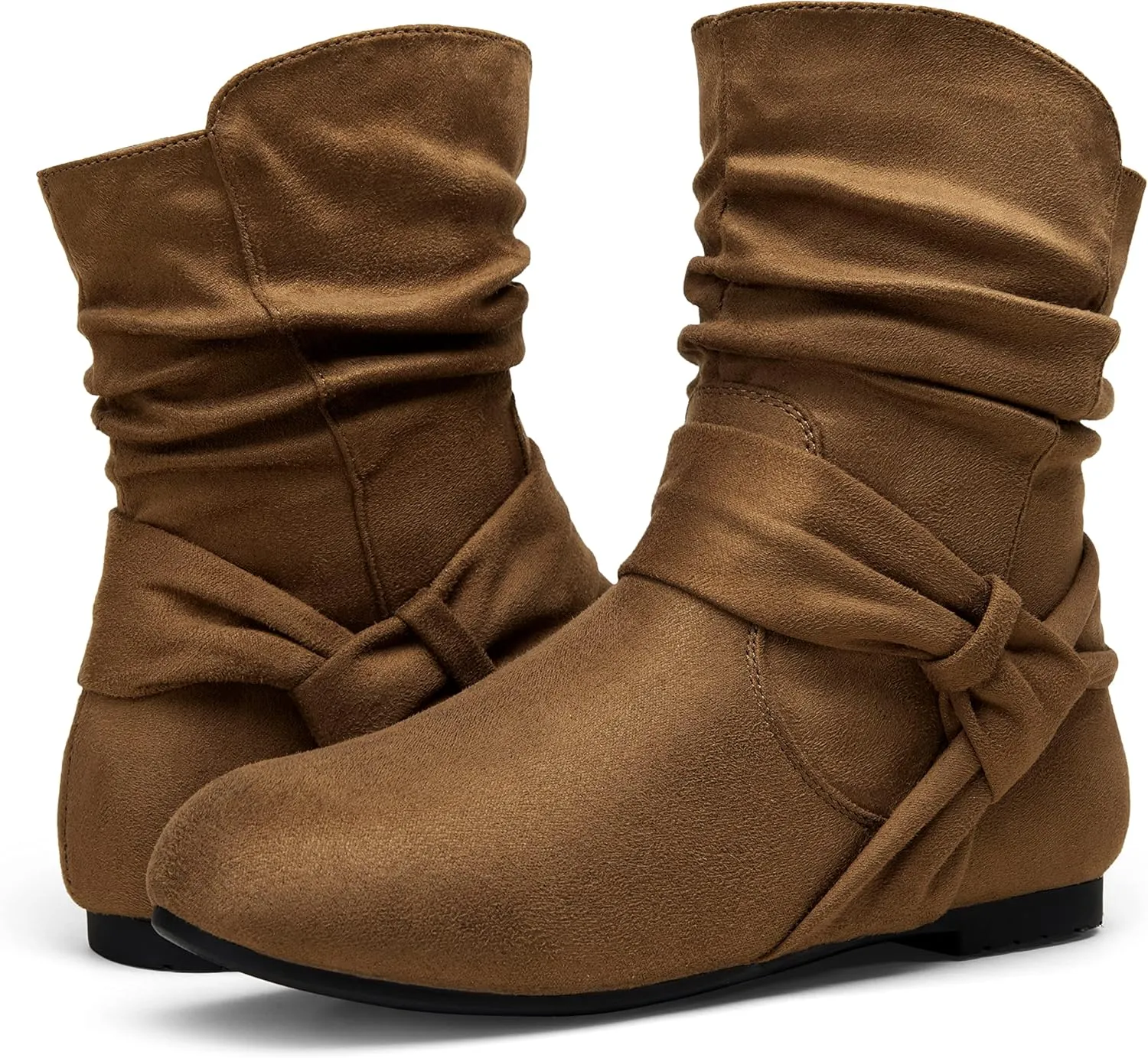 Vepose Women's Slouch Ankle Flat Boots Fashion Short Low Heel Zipper 939A Booties
