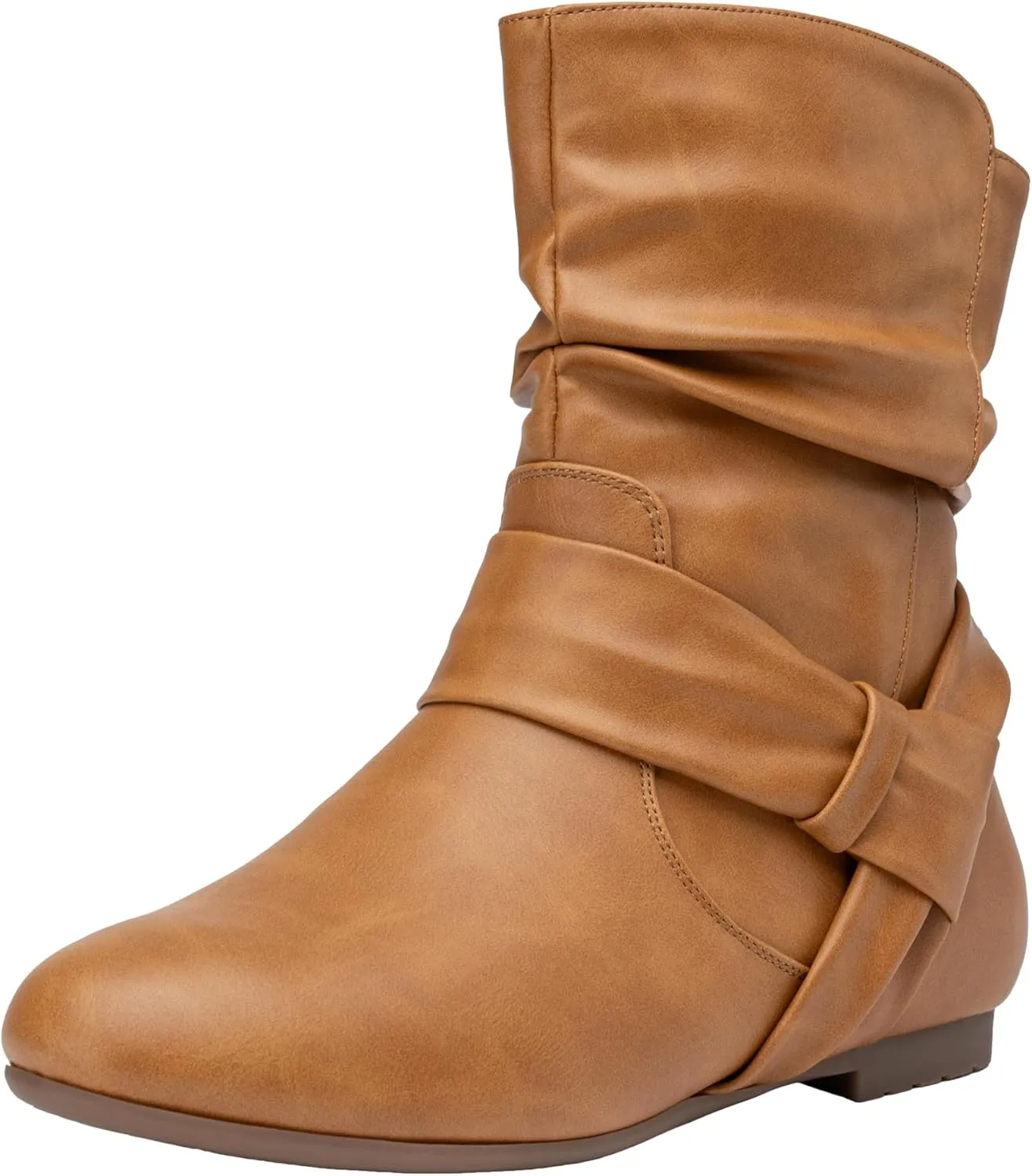 Vepose Women's Slouch Ankle Flat Boots Fashion Short Low Heel Zipper 939A Booties
