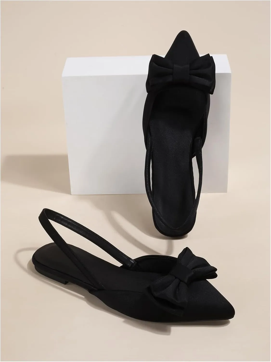 Verdusa Women's Bow Pointed Toe Flat Shoes Slingback Flats Dress Shoes
