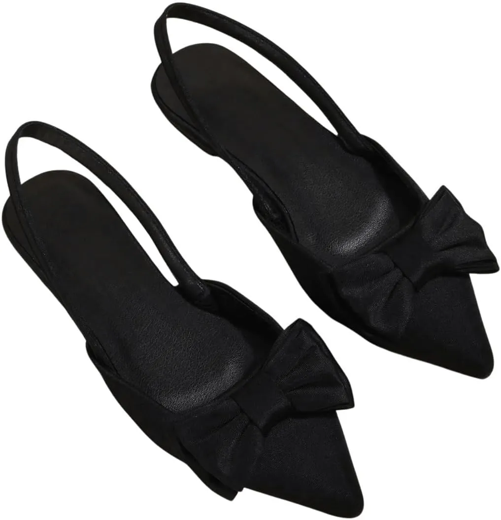 Verdusa Women's Bow Pointed Toe Flat Shoes Slingback Flats Dress Shoes