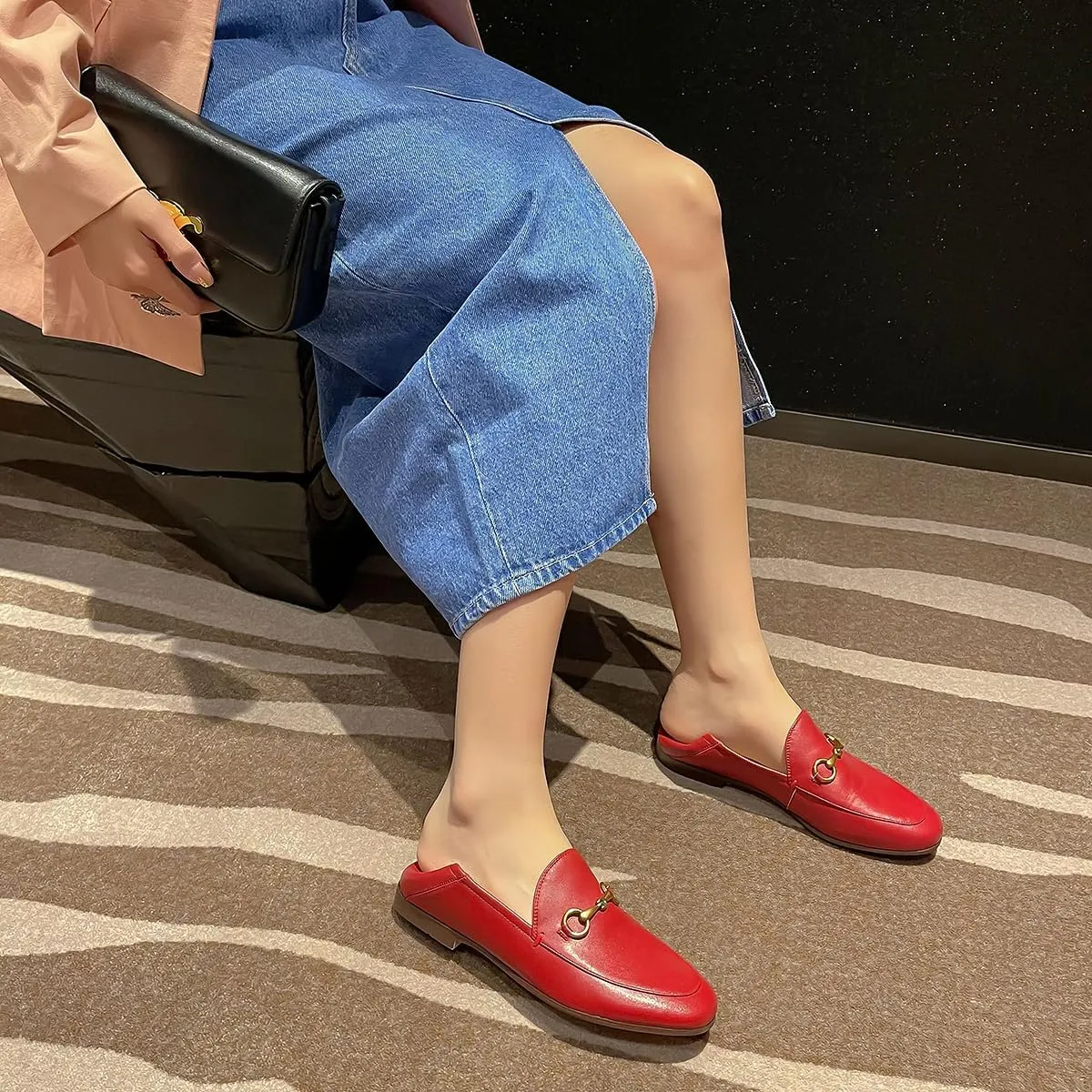 Vertundy Loafers for Women Low Heel Flats Loafers Mules