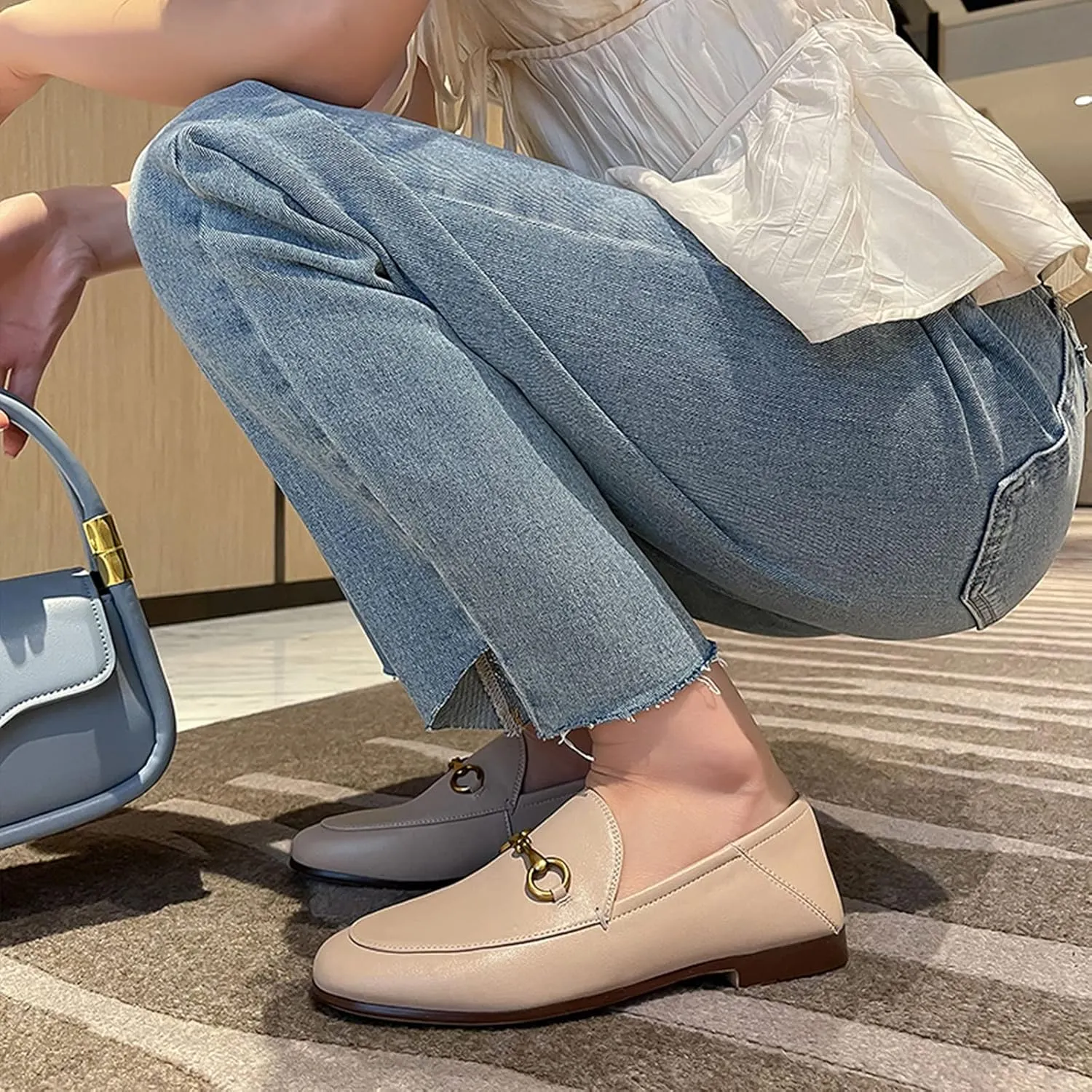Vertundy Loafers for Women Low Heel Flats Loafers Mules
