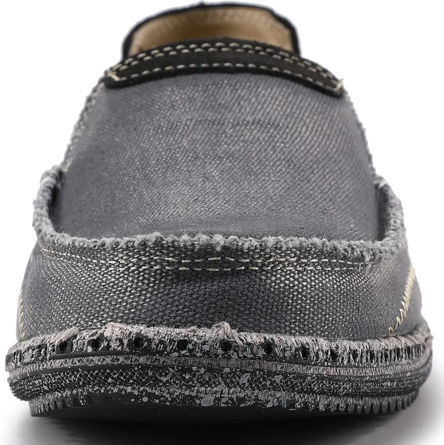 VILOCY Mens Slip on Deck Shoes Zero Drop Casual Canvas Loafer Vintage Flat Boat Shoes